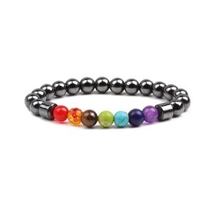 10 unid/set pulsera de cuentas de piedra Natural 7 Chakra hebra gema cristal curación Reiki mujer joyería brazalete