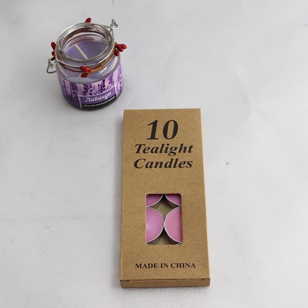 10 unid/set velas perfumadas con caja de Kraft sin humo aroma perfumado cera de té hogar boda fiesta Navidad velas redondas decoración GGA3111-6