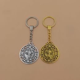 10Pc St Benoît Médaille Pendentif À Breloque Porte-clés Cadeau De Noël Pour Hommes Femme Dame A-483f