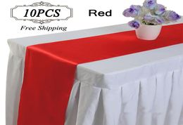 10pc Table Runner Satin Table Coureurs pour mariage 12x108 pouces en satin Ribbon Table Runner Drapeau de banquet de mariage Decors9790185