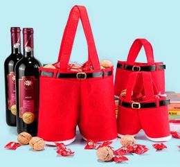 10pcc 2 taille Joyeux Noël Cadeau Traiter Bonbons Porte-Bouteille De Vin Père Noël Jarretelles Pantalon Pantalon Décor Cadeau De Noël Sacs5158271