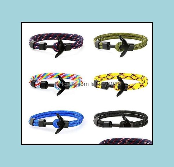 10PcLot Bracelet d'ancre de charme nautique en or pour hommes femmes Bracelets de corde MtiWrap taille réglable 6quot8quot Drop Delivery 26598170