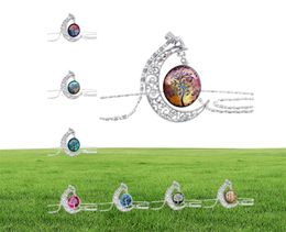 10pclot New Fashion Vintage Tree of Life Colliers Moon Gemstone Femmes Pendants Colliers Hollow sculptés 8 Mix Styles de bijoux3341423