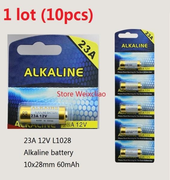 10pcs 1 lote 23a 12V 23A12V 12V23A L1028 Batería alcalina seca Tarjeta de batería de 12 voltios 2896202