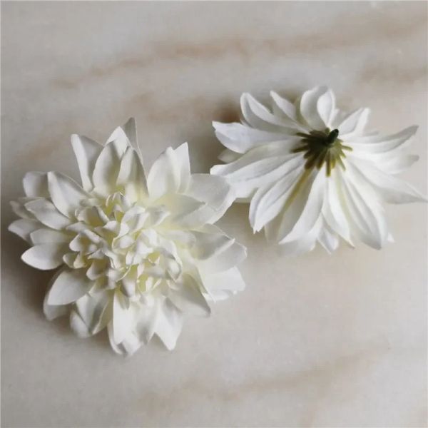 10pcs 10cm grand dahlia têtes de fleurs artificielles fête d'anniversaire fausses fleurs baride bouquet bouquet guirland