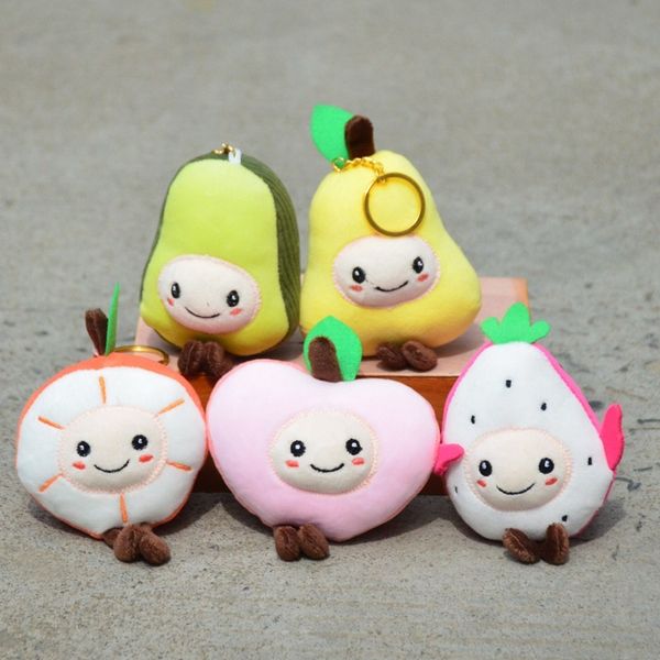 Mini pendentif en peluche, 10 pièces, 12-15cm, Simulation de fruits, avocat, Orange, pomme, pastèque, pêche, porte-clés, anneau de poupée, jouet doux