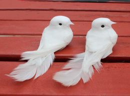 10 -stcs 1255cm Decoratieve duiven kunstmatige schuim veer mini witte vogels met magneet ambachtelijke vogels huisdecor bruiloft decoraties8640571