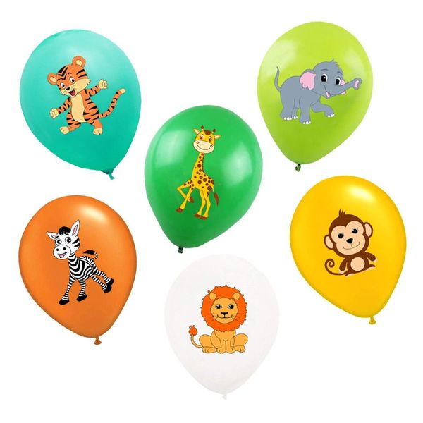 10pcs 12inch Animal Latex ballons Jungle Safari Party Supplies Birthday Party Decorations For Kids Baby Shower Air Boule Hélium