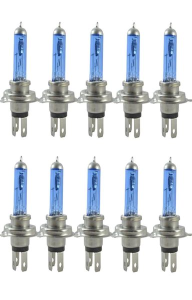 Lampe halogène H4 12V 90100W 6000K, ampoule halogène de voiture au xénon, verre bleu foncé, Super blanc 2845458, 10 pièces