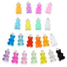 10 pièces 14 couleurs mignon Animal gommeux ours résine breloques pour faire des boucles d'oreilles goutte pendentifs colliers porte-clés résultats de bijoux à bricoler soi-même