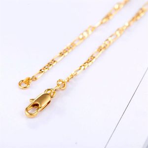 10 pièces 14K or et argent 2MM gourmette italienne lien chaîne collier Figaro chaîne collier femmes filles hommes garçons mode collier Gold233v