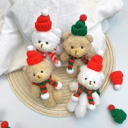 10pcs 15 cm Kawaii Teddy Bear Plush Toy Keychain Cartoon Christmas Bear Faglush Doll Cadena Bolsa de la llave para la niña Regalos de Navidad 240424