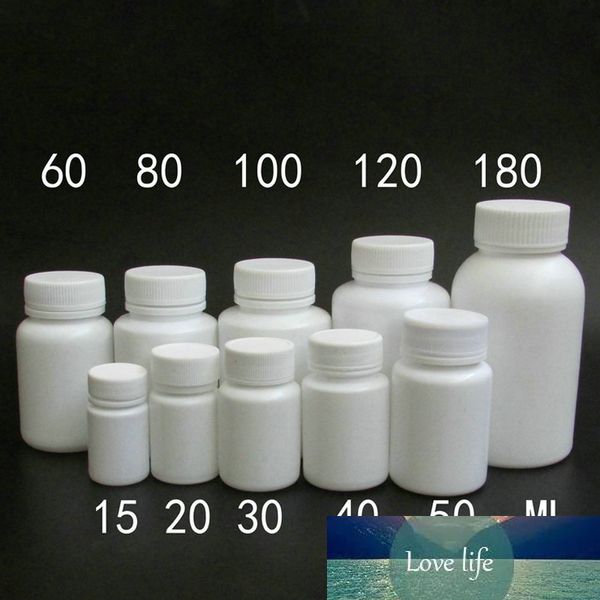 10 Uds 15ml/20ml/30ml plástico PE blanco botellas selladas vacías polvo sólido medicina frascos para pastillas contenedores para embalaje de reactivos