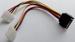 10 stks 15Pin SATA naar 2 Dual 4Pin IDE Molex Power Lead Y Splitter Kabel Koord 18AWG Draad 20 cm
