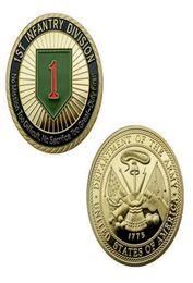 Colección de monedas de valor chapadas en oro, 10 Uds., 1775, ejército militar, 1.ª División de Infantería, soldado de gran servicio, Honor, 5961952