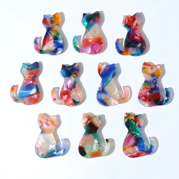 10pcs 17x24 mm Cat coloré Cat acrylique Charms Pendants pour boucles d'oreilles Bracelet Keches
