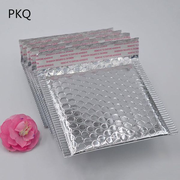 10 Uds. Bolsas de correo de sobre de burbujas con película de perlas plateadas impermeables de 18x17cm bolsa de envío antiestática antipresión
