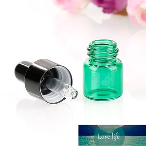 Mini compte-gouttes d'huile essentielle de 1ml, 10 pièces, bouteille en verre, Portable, tête en Silicone noir, plante rechargeable, livraison directe