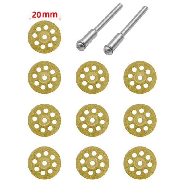 10pcs 20/22/25/30 mm Mini Diamond Cutting Disc Set para Dremel Accesorios de herramientas rotativas Rueda circular de la rueda circular