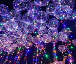 10 pcs 20 pouces lumineux LED ballon 3 M LED ballon à air chaîne lumières bulle hélium ballons enfants jouet décoration de fête de mariage T20062371600