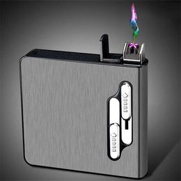 Étui à Cigarettes Rechargeable USB, 10 pièces, 20 Cigarettes de grande capacité, briquet à Double Arc, résistant à l'humidité, cadeau pour hommes