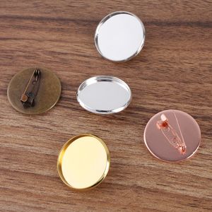 10 pièces 20mm 25mm paramètres de broche ronde laiton blanc broche paramètres Cabochon Base plateau lunette Cabochons camée bijoux à bricoler soi-même trouver