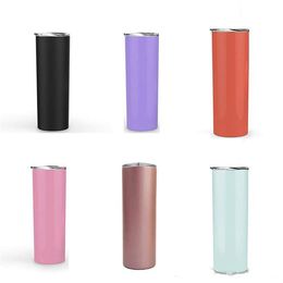 Gobelet slim de 20oz, 10 pièces, couleur unie, double paroi en acier inoxydable, gobelet droit isolé sous vide, 316j