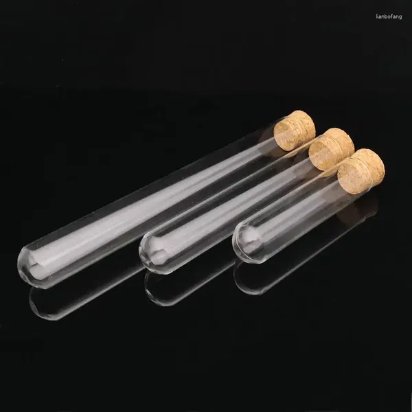 Tubo de ensayo de fondo redondo de vidrio de 10 piezas de 20 piezas 20pcs fuera de 25 mm de 25 mm Vidrete de fondo redondo con tope de corcho en espesas - Cabeza de reacción bucal de reacción
