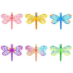 10pcs 25 * 20 mm Multicolor Dragonfly Charms Pendants insectes colorés creux pour accessoires de bricolage C13250