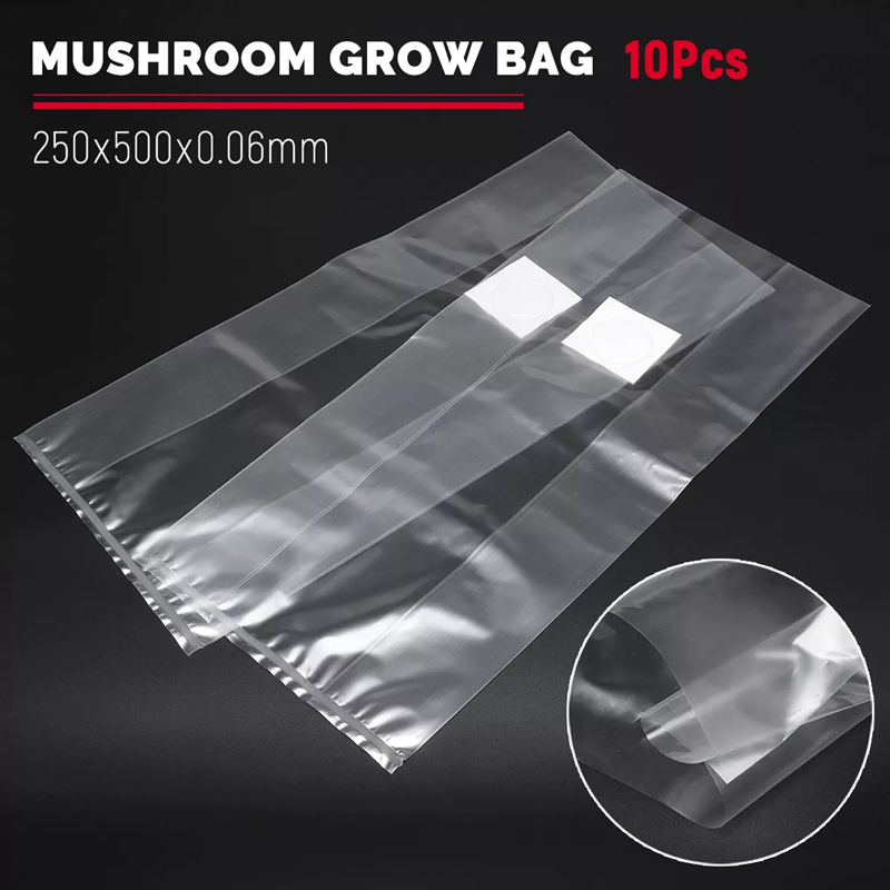 10Pcs 250x500x0.06mm PVC Mushroom Spawn Grow Bag Substrate High Temp Pre Sealable Garden Supplies