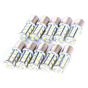 10 Uds. 27 luces Led de estacionamiento para coche, fuente de bombilla, freno automático, luces intermitentes P21W DC12V S25 BA15s 1156 5050 SMD