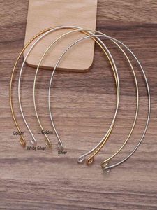 10pcs 2 mm Single Metal Wire Hair Bandons de cheveux Hoops avec cercles Anneaux Ends For Handmade Bridal Tiara Crown Silvergolden6082111