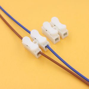 50 piezas 2p CH-2 conector de resorte accesorios de iluminación cable sin soldadura sin tornillos conectores rápidos abrazadera de cable bloque de terminales 2 vías ajuste fácil para tira led D5.0