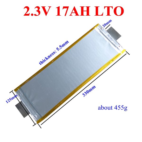 10 pièces 30000 cycles LTO 2.3 V 2.4 V 17AH batterie au lithium Titanate oxyde pour 12 V 24 V Tricycle e-bike automobiles bus voiture