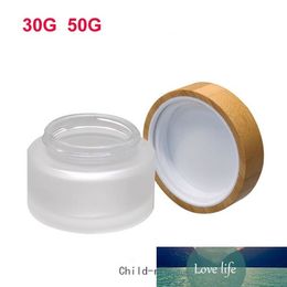 10 stks 30G50G Frosted Glass Lege Cosmetische Masker Hervulbare Kruik met Bamboe Kinderbestendige Sluiting, Cream Container met CRC Deksel