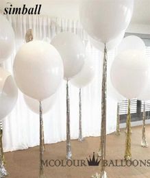 10pcs 36 pouces 90 cm Big ballon blanc ballons en latex Décoration de mariage gonflable Hélium Boules à air joyeux anniversaire ballons S9018953