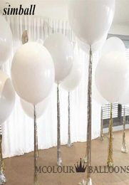 10pcs 36 pouces 90 cm Big ballon blanc ballons de latex Décoration de mariage gonflable Hélium Boules à air joyeux anniversaire ballons S6648462
