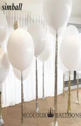 10pcs 36 pouces 90 cm Big ballon blanc ballons en latex Décoration de mariage gonflable Hélium Boules à air joyeux anniversaire ballons S4207714