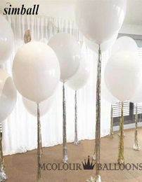 10 stks 36 Inch 90 cm Grote Witte Ballon Latex Ballonnen Bruiloft Decoratie Opblaasbare Helium Lucht Ballen Gelukkige Verjaardag Party Ballonnen S6344466