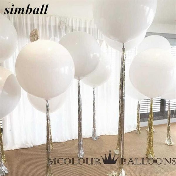 10 piezas 36 pulgadas 90 cm globo blanco grande globos de látex decoración de boda bolas de aire de helio inflables globos de fiesta de feliz cumpleaños S2272