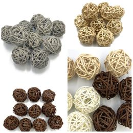 10 -stcs 3 cm/4 cm natuurlijke decoratieve rieten rattan ballen vaasvuller kerstboom tuin bruiloft feest salontafel decoratie