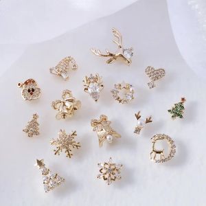 10 pièces 3D alliage arbre de noël cloches Nail Art Zircon perle métal manucure ongles accessoires bricolage décorations d'ongles fournitures charmes 240202