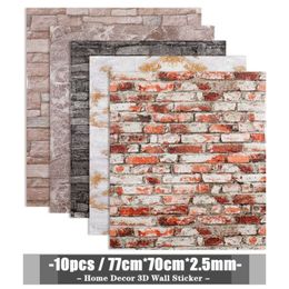 10pcs 3D muro di mattoni adesivo carta da parati fai da te per soggiorno camera da letto TV parete impermeabile schiuma autoadesiva adesivi murali in plastica 210929