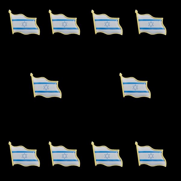 10 PCS 3D Israël Drapeau Broche Agitant Badge En Métal Cravate Tack Chapeau Épinglette Broches Accessoires