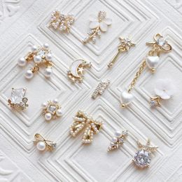 10 pièces 3D opale papillon fleur alliage Nail Art Zircon perle cristal métal manucure ongles accessoires fournitures décorations charmes 240301