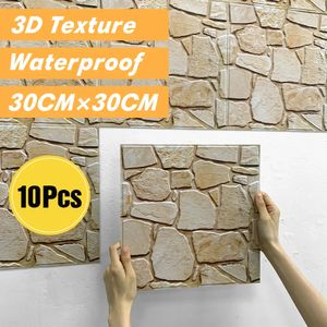 10 piezas 3D Peel and Stick azulejo autoadhesivo cocina Backsplash pegatina imitación piedra Panel de pared sala de estar 231220