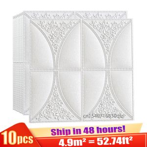 10 stks 3D Stereo Muurstickers Schuim Wallpapers Zelfklevend Plafond Decoratieve Panelen Dak Kinderkamer Woonhuis Decor 220328