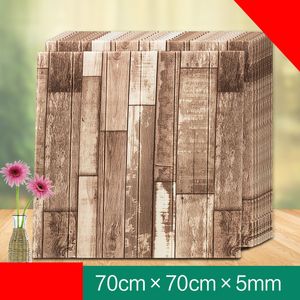 10 pièces 3D mur Imitation bois panneaux auto-adhésif mur grand autocollant étanche PE mousse salon cuisine TV toile de fond décor