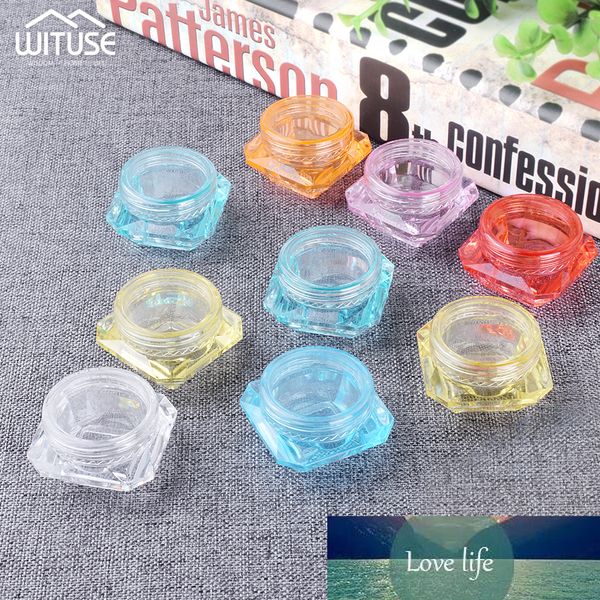 10 PCS 3g 5g Vide En Plastique Cosmétique Maquillage Pot Pots Mixte Couleur Diamant Conteneur Échantillon Bouteilles Baume À Lèvres Conteneur Boîte De Rangement