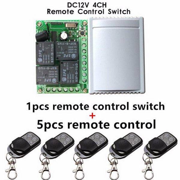 10 Uds 433Mhz interruptor de Control remoto inalámbrico Universal DC12V 4CH módulo receptor por relé y Transmisor RF de 4 canales